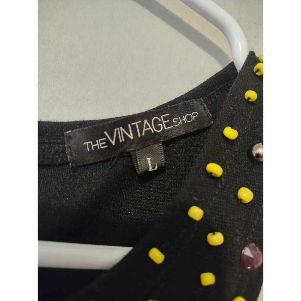 The Vintage Shop Beaded Black Cropped Tank Size Large - Picture 3 of 4